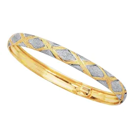 10k Yellow And White Gold High Polished Flex Bangle Bracelet, 7" 10k Yellow And White Gold High Polished Flex Bangle Bracelet, 7"