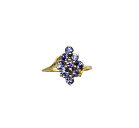 10k Yellow Gold Marquise-Shaped Tanzanite Cluster Ring 10k Yellow Gold Marquise-Shaped Tanzanite Cluster Ring