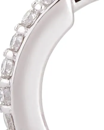 12.5mm Diamond And 14K White Gold Huggies Gold | Gold