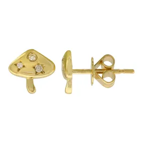 14K GOLD AND DIAMOND MUSHROOM STUDS 14K GOLD AND DIAMOND MUSHROOM STUDS