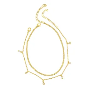 14k Gold Plated Adjustable 9-11" Curb Chain and Confetti Dangle Anklet Set 14k Gold Plated Adjustable 9-11" Curb Chain and Confetti Dangle Anklet Set