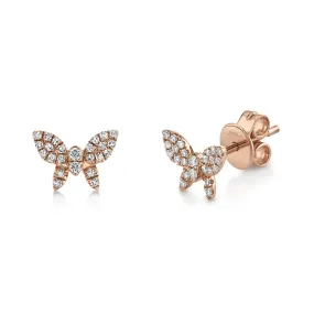 14K ROSE GOLD DIAMOND BUTTERFLY EARRINGS .16CT 14K ROSE GOLD DIAMOND BUTTERFLY EARRINGS .16CT