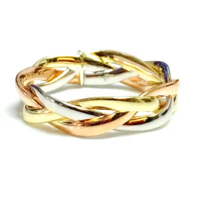 14K Tri-Color Gold Intertwined Braided Ring, 5mm 14K Tri-Color Gold Intertwined Braided Ring, 5mm