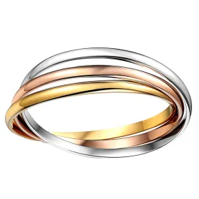 14k Tricolor Gold Interlocking Women's Bangle Bracelet, 7.5" 14k Tricolor Gold Interlocking Women's Bangle Bracelet, 7.5"
