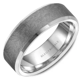 14K White Gold Trim With Brushed Grey Tantalum 14K White Gold Trim With Brushed Grey Tantalum