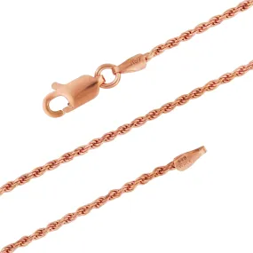 14kt Rose Gold Plated Sterling Silver 1.3mm Diamond-Cut Rope Chain Necklace Nickel-Free, 14-36Inch 14kt Rose Gold Plated Sterling Silver 1.3mm Diamond-Cut Rope Chain Necklace Nickel-Free, 14-36Inch