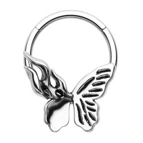 16G Flame-wing Butterfly Hinged Segment Septum Ring 16G Flame-wing Butterfly Hinged Segment Septum Ring