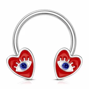 16G Red Heart Septum Ring Evil Eye Horseshoe Ring 16G Red Heart Septum Ring Evil Eye Horseshoe Ring