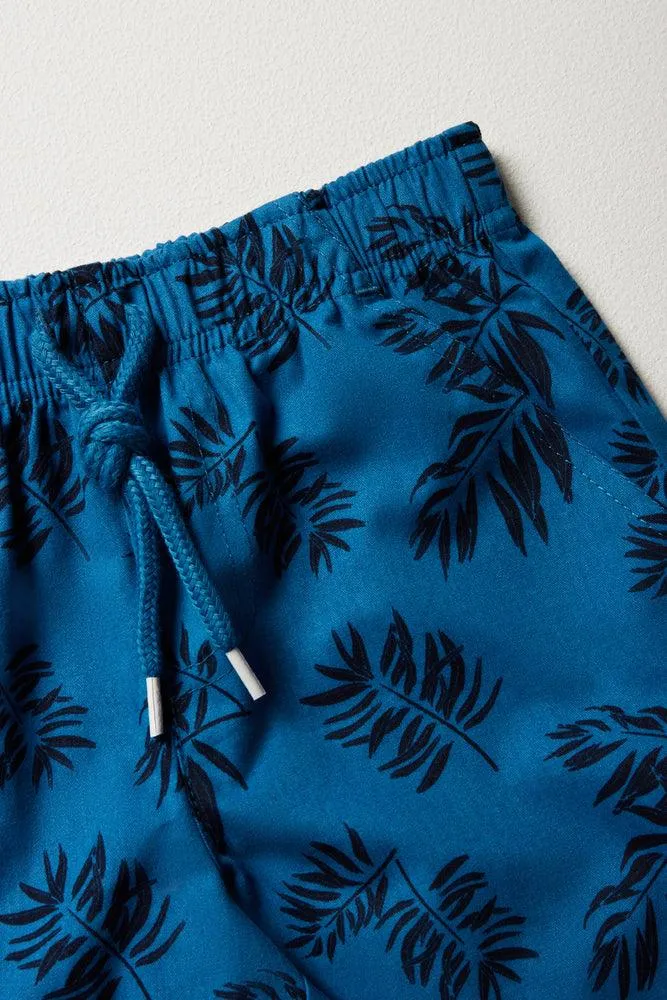 2 Pack Palm Tree Shorts Blue & Orange
