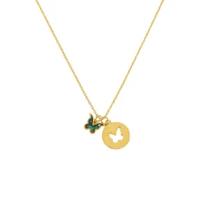 Abalone Butterfly Necklace - Gold Plated Abalone Butterfly Necklace - Gold Plated