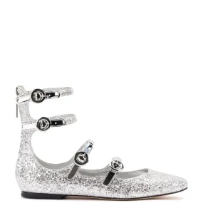 Alexa Flat In Silver Glitter Alexa Flat In Silver Glitter