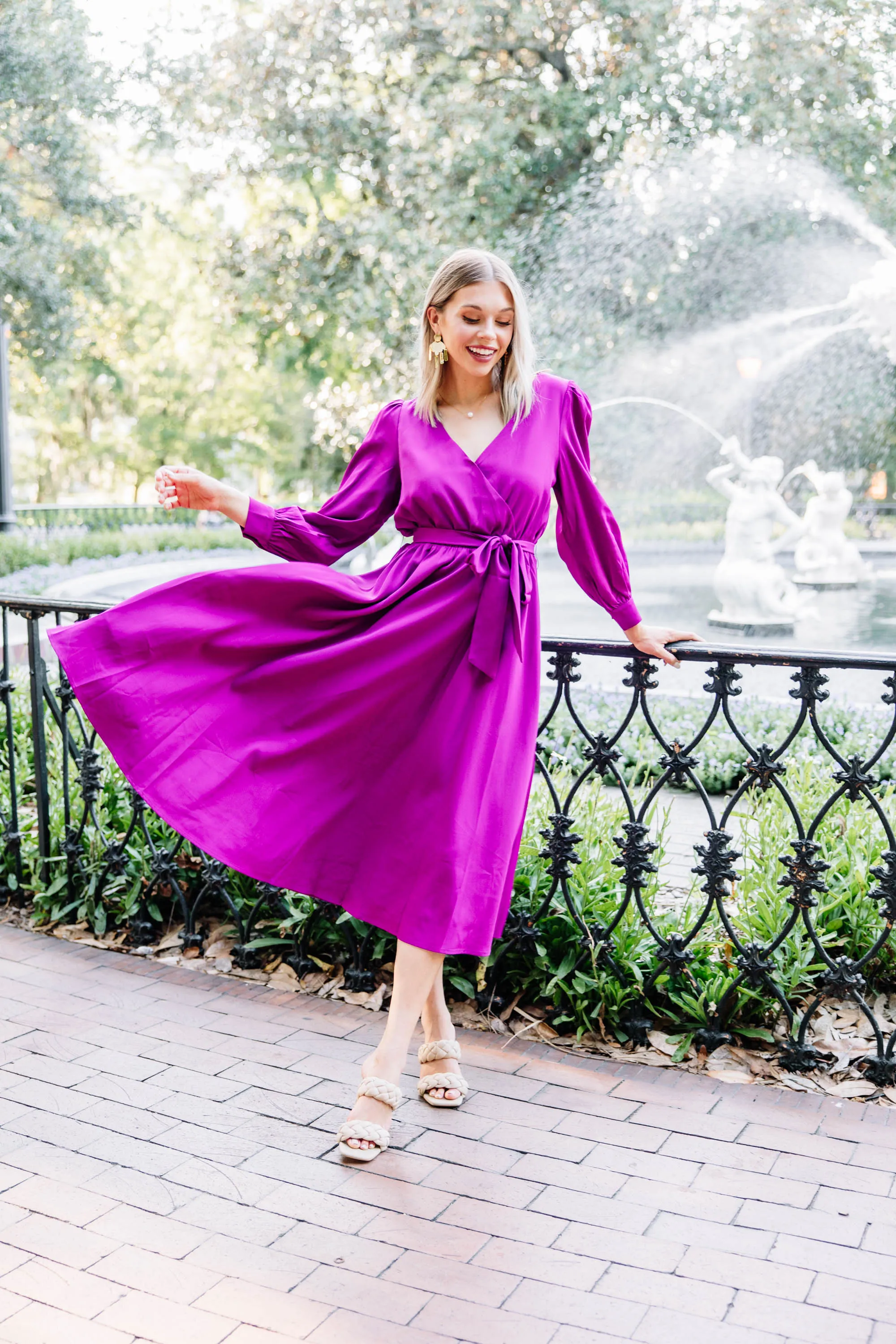All About You Magenta Purple Midi Dress