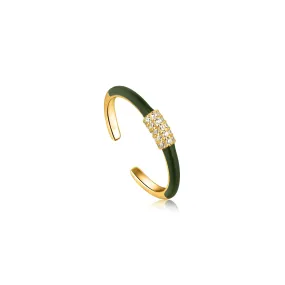 Ania Haie Forest Green Carabiner Gold Adjustable Ring Ania Haie Forest Green Carabiner Gold Adjustable Ring