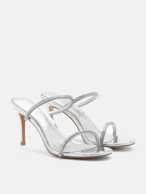 Annabeth Metallic Crystal Embellished Heel Sandals Annabeth Metallic Crystal Embellished Heel Sandals