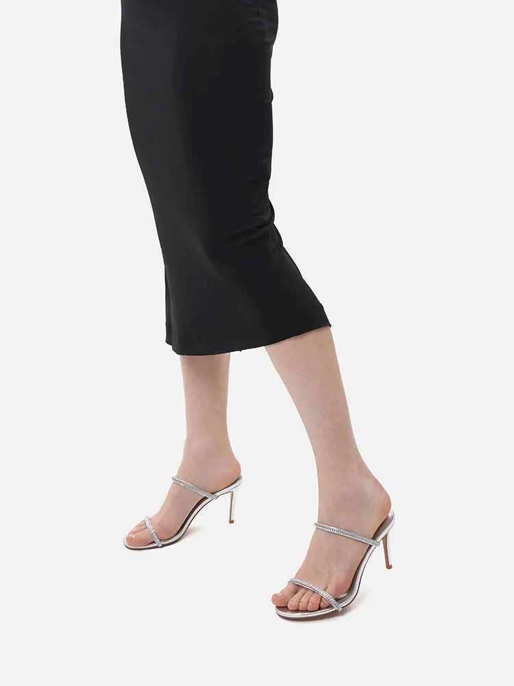 Annabeth Metallic Crystal Embellished Heel Sandals