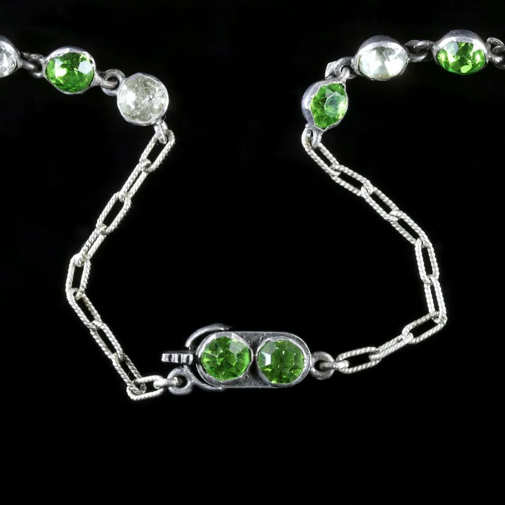 Antique Edwardian Silver Suffragette Paste Necklace Circa 1910