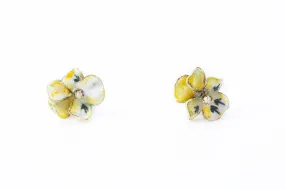 Antique Hand Painted Buttercup 14k 585 Yellow Gold Flower Nature Motif Seed Pearl Earrings Antique Hand Painted Buttercup 14k 585 Yellow Gold Flower Nature Motif Seed Pearl Earrings