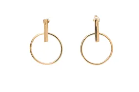 Aurate NYC Bar 20mm Wire Circle Drop 14K 585 Yellow Gold Pair of Earrings Aurate NYC Bar 20mm Wire Circle Drop 14K 585 Yellow Gold Pair of Earrings