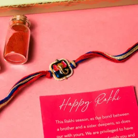 Auspicious Ganesha Red & Blue Bhaiya Rakhi Auspicious Ganesha Red & Blue Bhaiya Rakhi