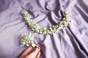 Baby's Breath Veil Crown, Boho White Wedding Crown, Rustic Flower Crown, Dried Flower Crown Baby's Breath Veil Crown, Boho White Wedding Crown, Rustic Flower Crown, Dried Flower Crown