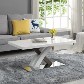 Basel High Gloss White Coffee Table with Stainless Steel Base Basel High Gloss White Coffee Table with Stainless Steel Base