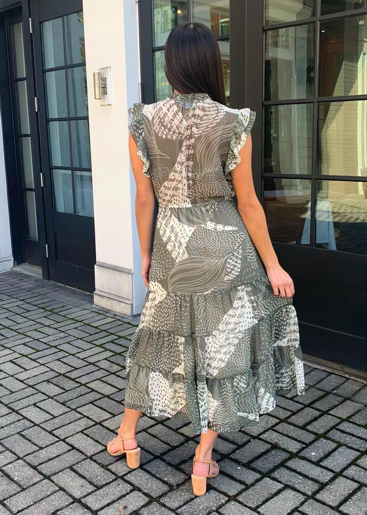 BB Dakota Mixed Bag Printed Sleeveless Midi Dress