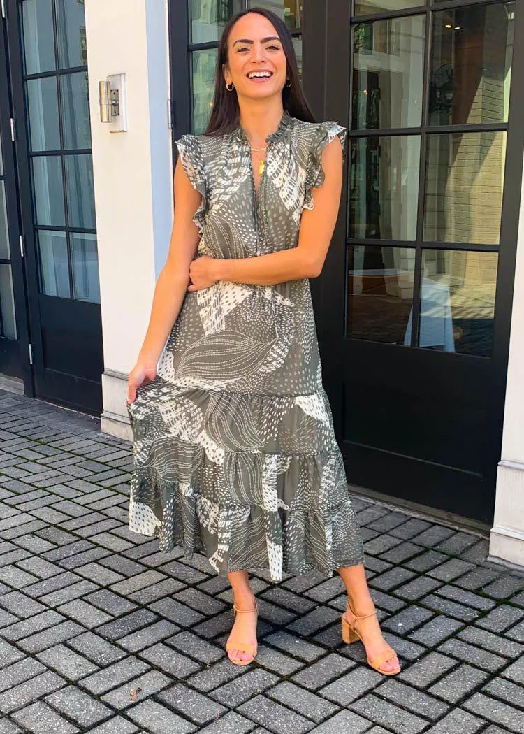 BB Dakota Mixed Bag Printed Sleeveless Midi Dress