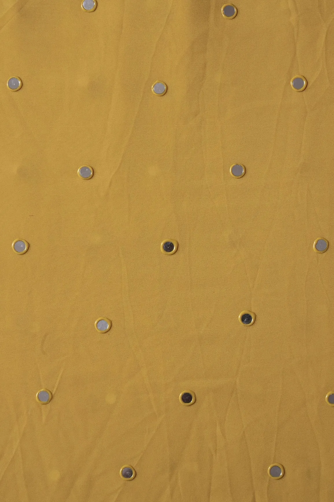 Beautiful Real Mirror Embroidery Work On Yellow Georgette Fabric