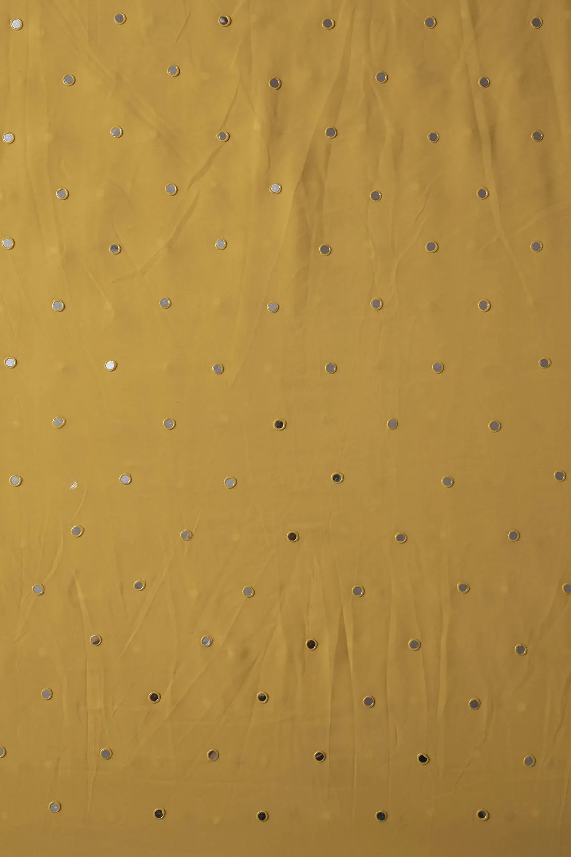 Beautiful Real Mirror Embroidery Work On Yellow Georgette Fabric