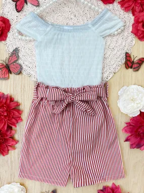 Between The Lines Paperbag Belted Shorts Set Between The Lines Paperbag Belted Shorts Set