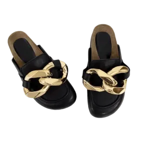 Big Gold Chain Slip On Sandals Big Gold Chain Slip On Sandals