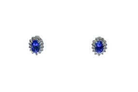 BJB Natural Iolite & Cubic Zirconia Halo Accent Studs 18K 750 White Gold Pair Earrings BJB Natural Iolite & Cubic Zirconia Halo Accent Studs 18K 750 White Gold Pair Earrings