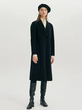 Black Mulberry Silk Wool Lapel Collar Coat Black Mulberry Silk Wool Lapel Collar Coat