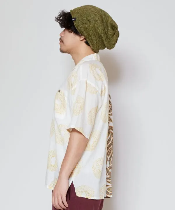 Block Pirnt Open Collar Shirt