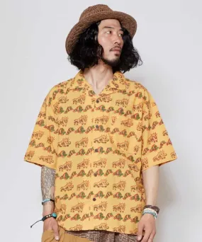 Block Pirnt Open Collar Shirt Block Pirnt Open Collar Shirt