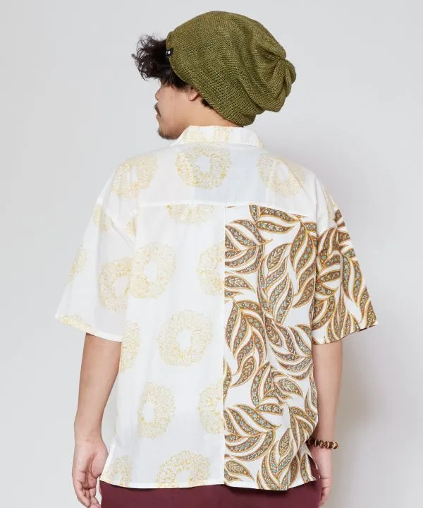 Block Pirnt Open Collar Shirt