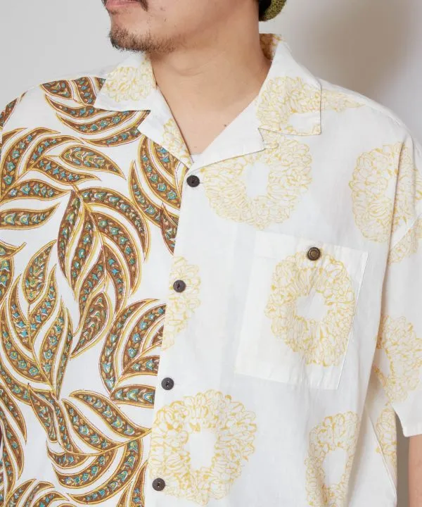 Block Pirnt Open Collar Shirt