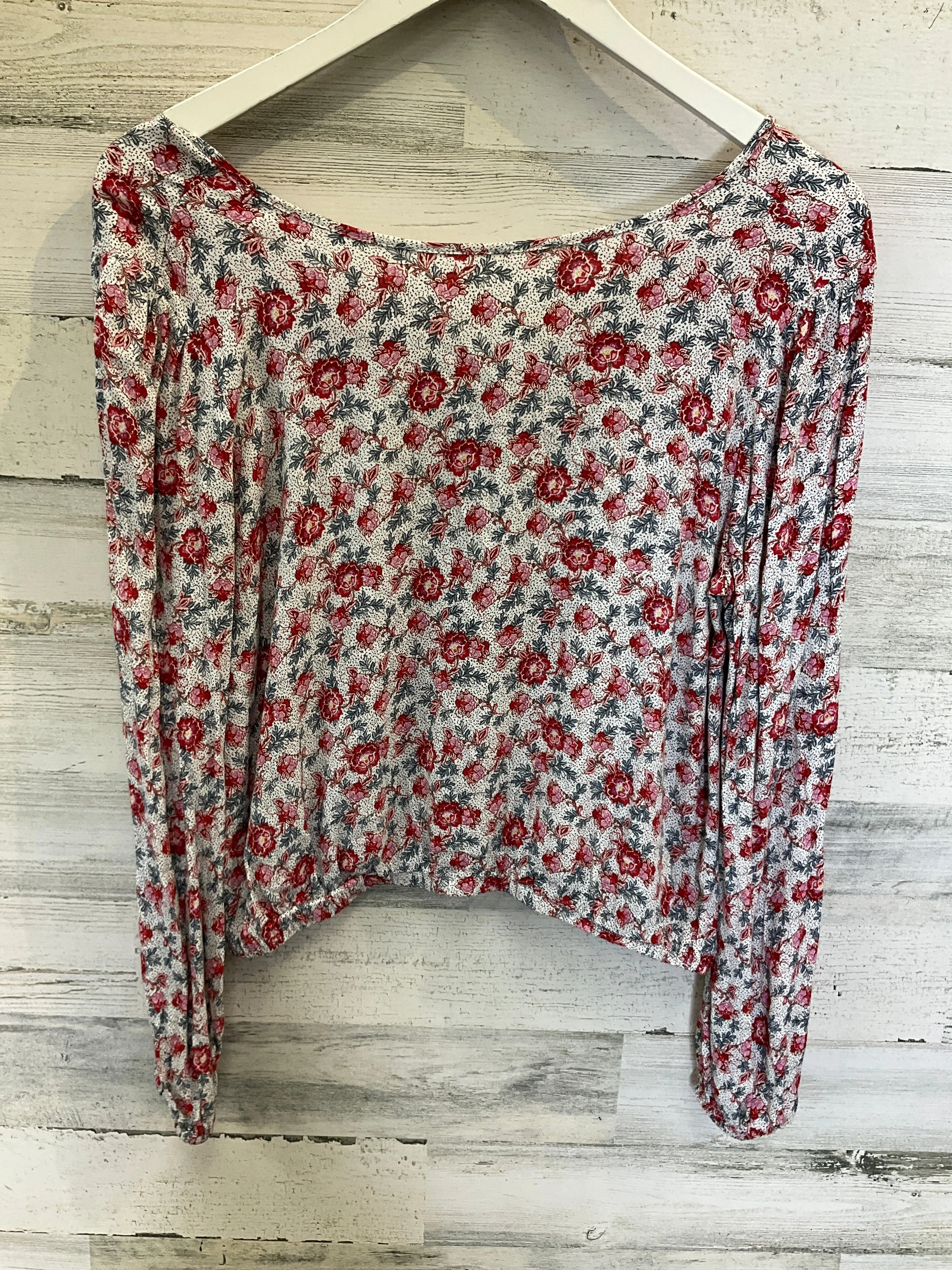 Blue & Red Top Long Sleeve Loft, Size S