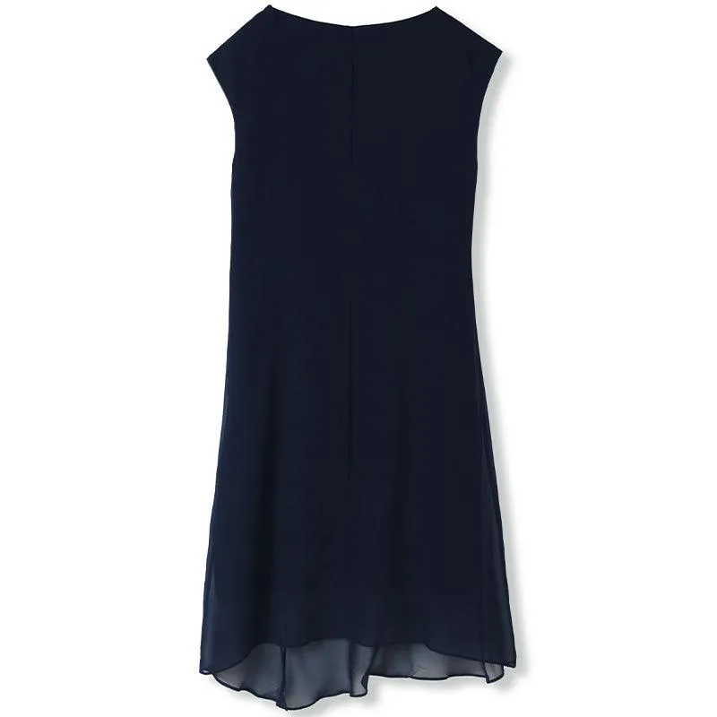 Blue Silk Boat Neck Dress