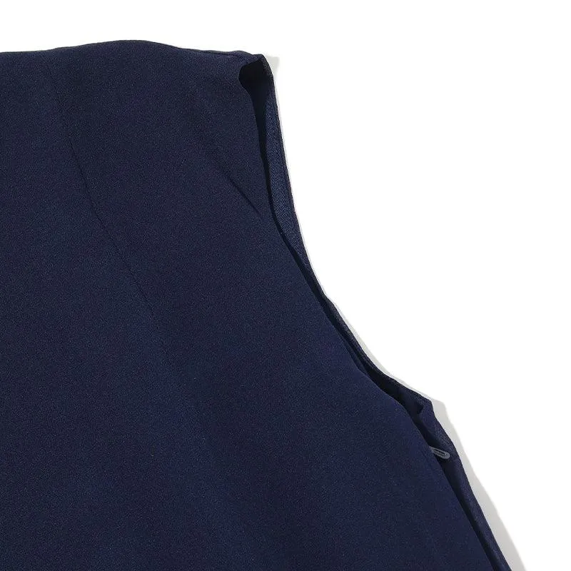 Blue Silk Boat Neck Dress