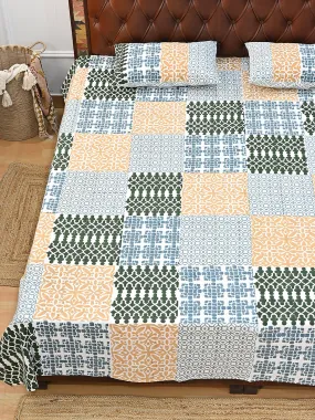BOHEMIAN GEOMETRIC COTTON PRINTED DOUBLE BEDSHEET WITH PILLOW BOHEMIAN GEOMETRIC COTTON PRINTED DOUBLE BEDSHEET WITH PILLOW
