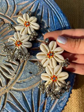 Boho Fiesta Embroidered Shell Earrings Boho Fiesta Embroidered Shell Earrings