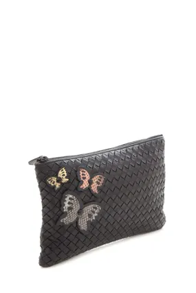 Bottega Veneta Black Intreccatio Butterfly Patch Pouch Bottega Veneta Black Intreccatio Butterfly Patch Pouch