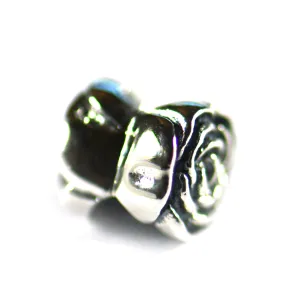 Bow shape silver beads with rose Bow shape silver beads with rose