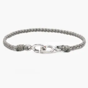 Braided Bracelet With Sterling Silver Links (Grey) Braided Bracelet With Sterling Silver Links (Grey)