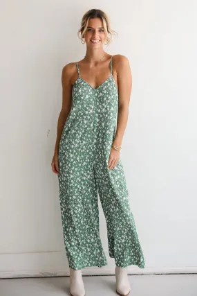 Bright Perspective Green Floral Wide Leg Jumpsuit Bright Perspective Green Floral Wide Leg Jumpsuit