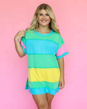 Bright Stripe Tee Shirt Dress Bright Stripe Tee Shirt Dress