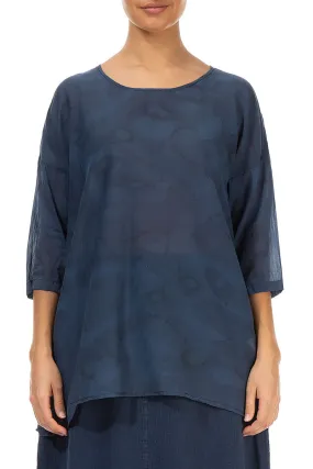 Camomile Denim Blue Silk Cotton Blouse Camomile Denim Blue Silk Cotton Blouse