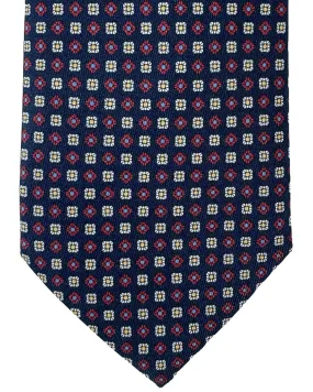 Canali Silk Tie Midnight Blue Red Mini Floral Canali Silk Tie Midnight Blue Red Mini Floral