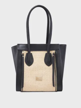 Caprese Georgia Satchel Medium Self Design Women'S Handbag Black Caprese Georgia Satchel Medium Self Design Women'S Handbag Black